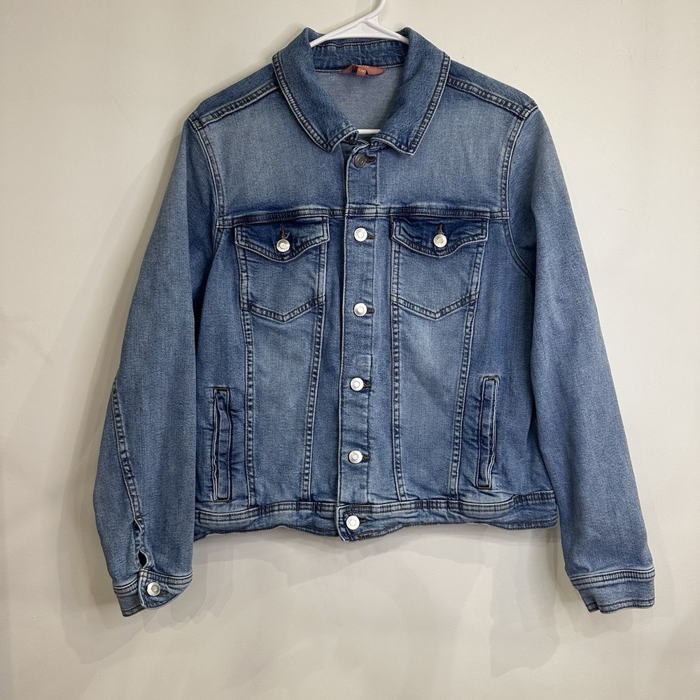 Women's ILYA Denim Jean Jacket  Large Light Wash 99% Cotton 1%‎ Spandex Button